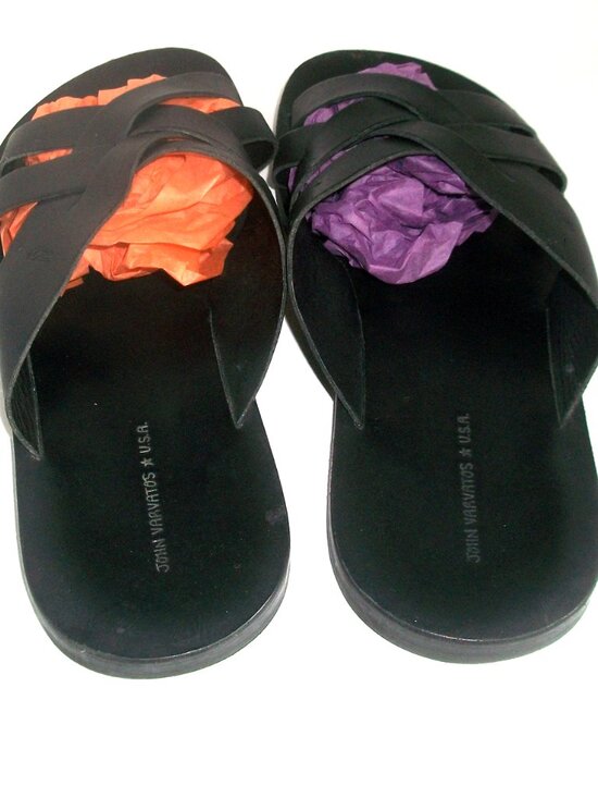 John Varvatos Merida NearNew Handmade Black Leather Slide Sandals`12M $398